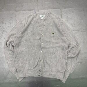 Vintage Izod Lacoste Cardigan Sweater Mens Medium Gray V Neck Crocodile USA